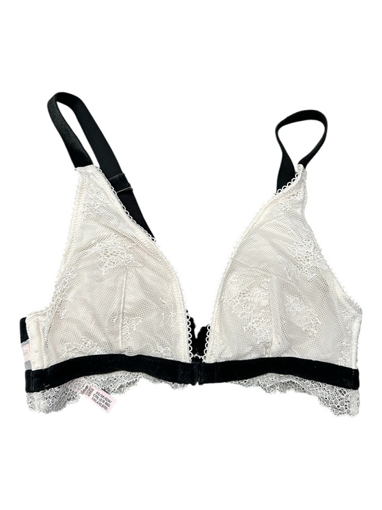 Victoria's Secret Other - Victoria’s Secret Chantilly Lace Front-Close Bralette White/Black Velvet Trim XS